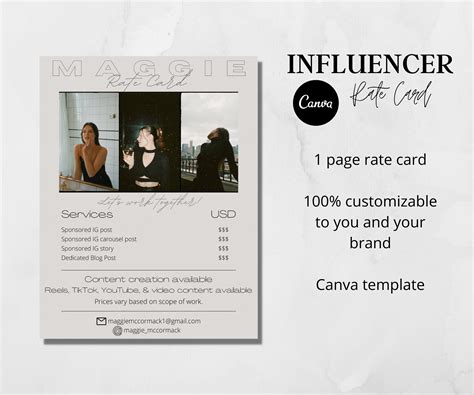 Influencer Rate Card Template